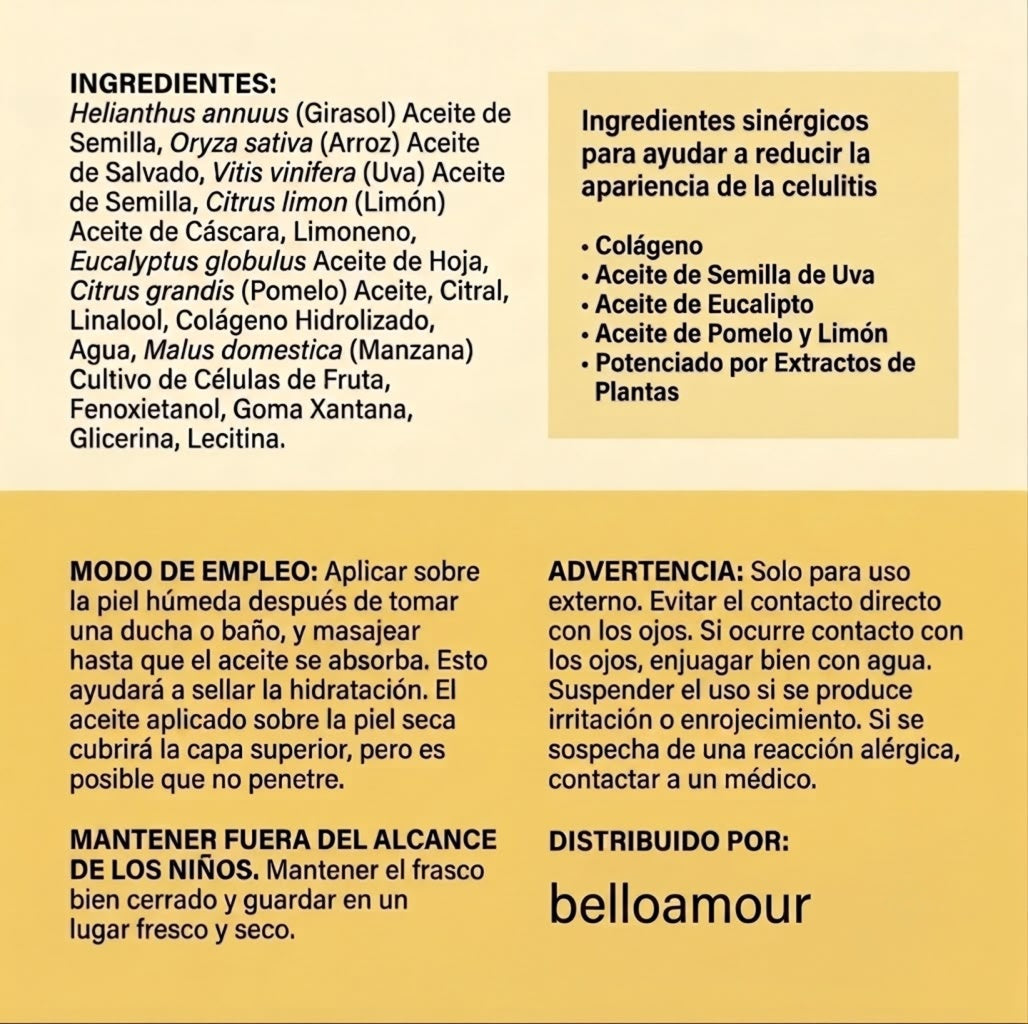 Belloamour™ Kit de masajeador de drenaje linfático y aceite anticelulítico