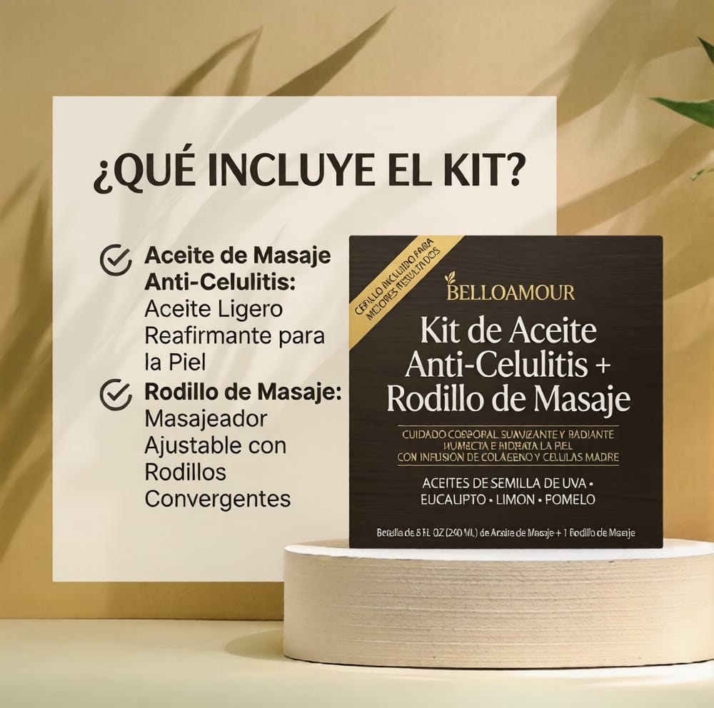 Belloamour™ Kit de masajeador de drenaje linfático y aceite anticelulítico